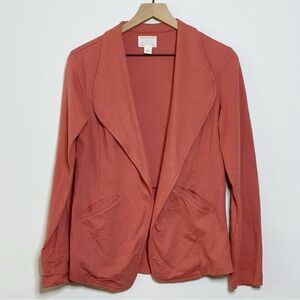 Caslon Dark Coral Open Knit Front Blazer Small